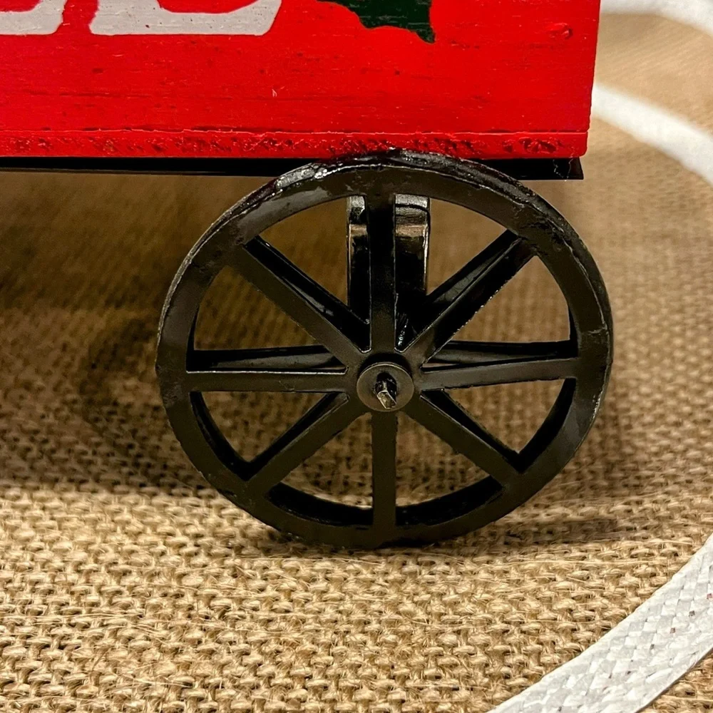 Vintage Wood & Metal NOEL Red Wagon Miniature